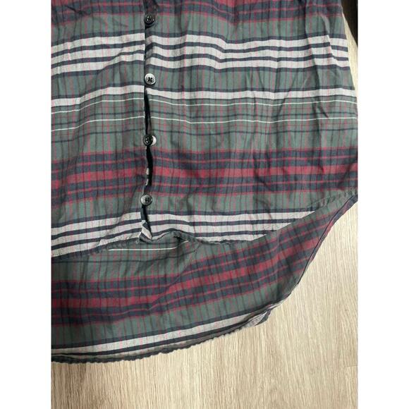 Madewell V-Neck Button-Down Shirt in Pineview Plaid Long Sleeve Top Size Medium - Picture 7 of 10